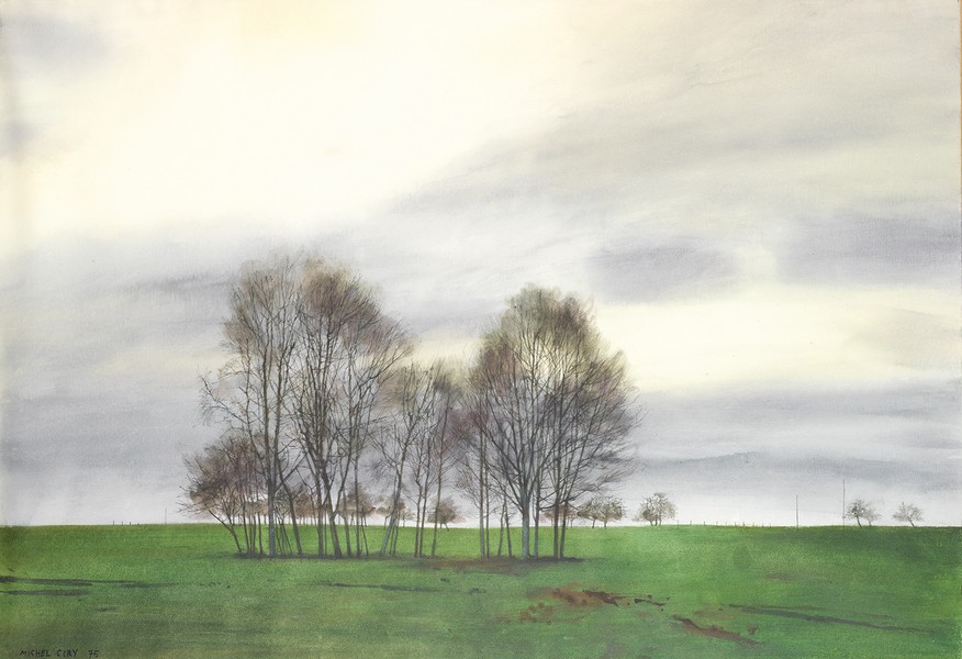 Michel Ciry (1919) Paysage nuageux aux arbres, 1975 Aquarelle sur papier Signée et datée "75" en bas