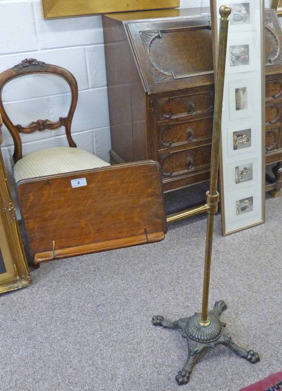 VICTORIAN BRASS & CAST IRON ADJUSTABLE READING STAND