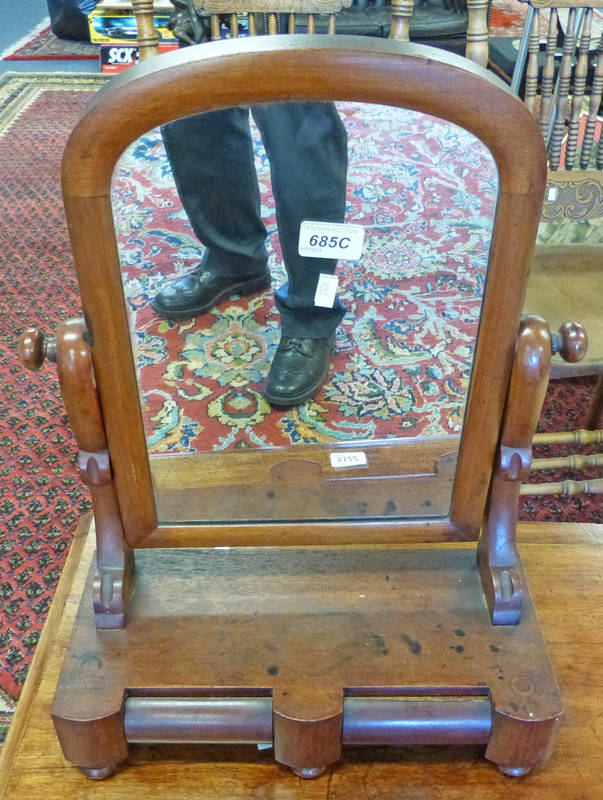 19TH CENTURY MAHOGANY DRESSING TABLE MIRROR WITH 2 DRAWERS