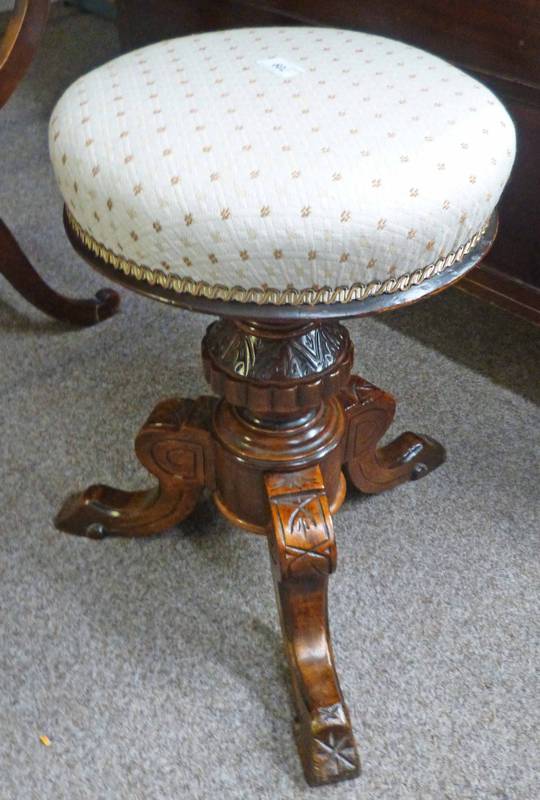 LATE 19TH CENTURY WALNUT REVOLVING PIANO STOOL