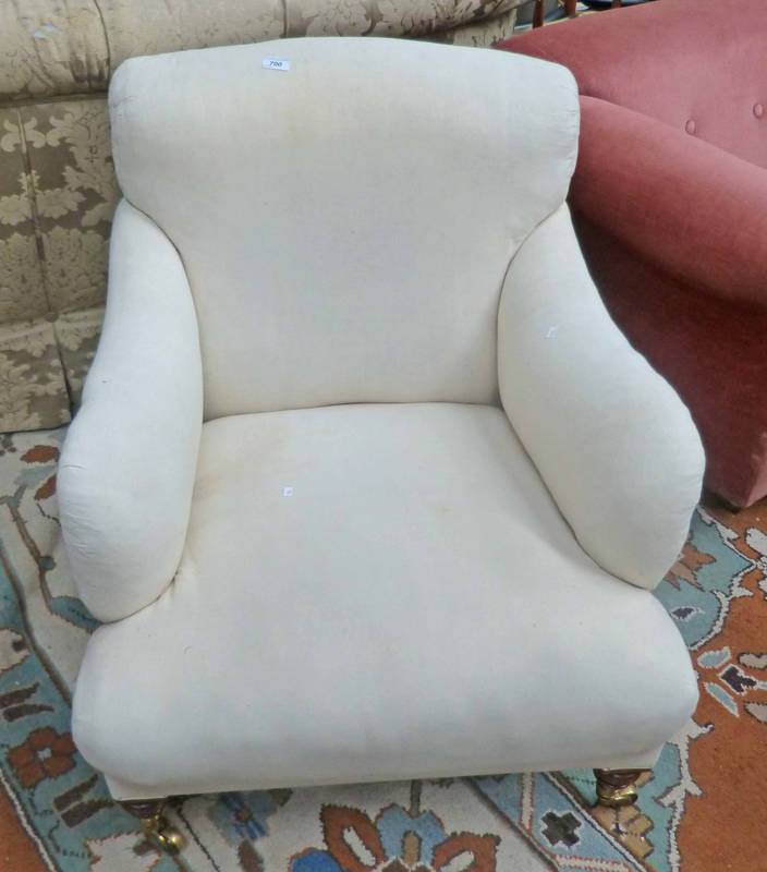 LATE 19TH CENTURY OVERSTUFFED ARMCHAIR STAMPED HOWARD & SONS, LONDON 13226 267