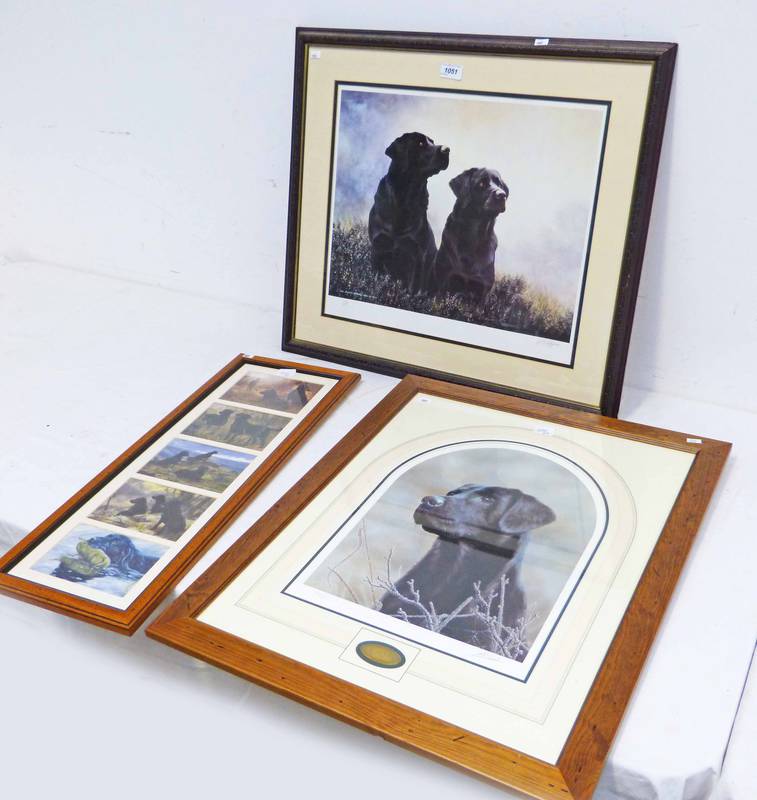 3 PHOTOGRAPHS OF BLACK LABRADORS, ONE SIGNED BY JOHN SILVER, NO. 200 OF 750, ONE SIGNED BY JOHN
