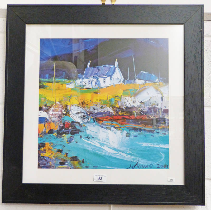 JOHN LOWRIE MORRISON (JOLOMO) BOATS PORTUAIRK, ARDNAMURCHAN FRAMED PRINT