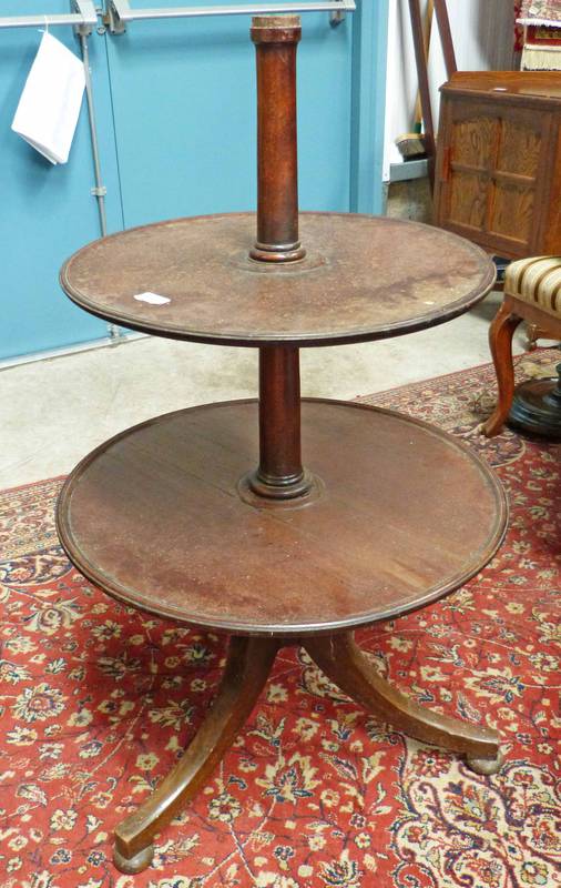 19TH CENTURY MAHOGANY 3 TIER DUMB WAITER