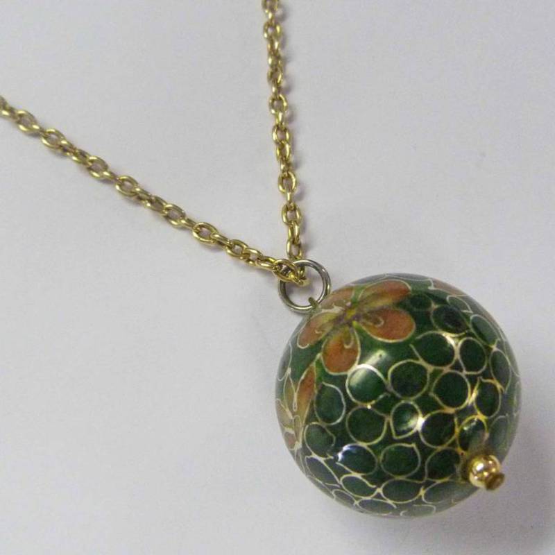 CLOISONNE ENAMEL BALL PENDANT ON CHAIN