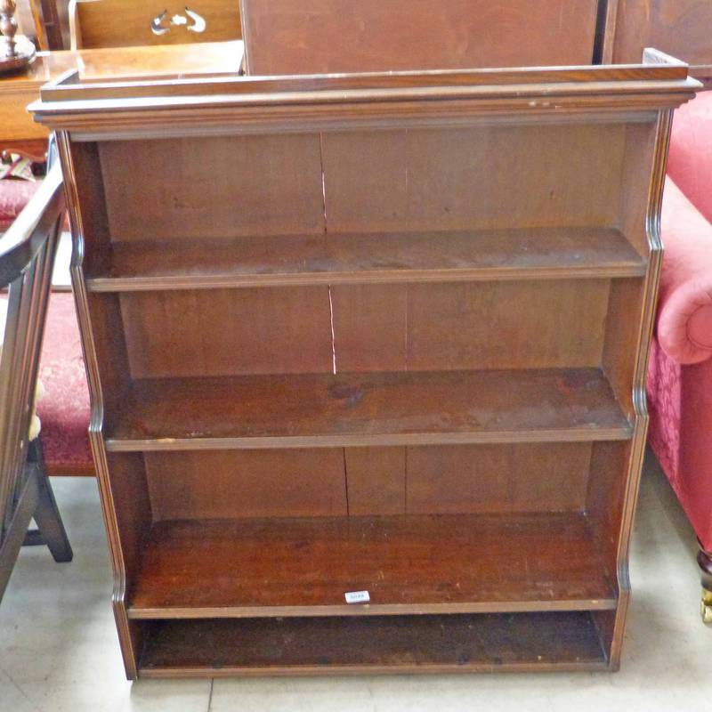 LATE 19TH CENTURY MAHOGANY WALL MOUNTED OPEN SHELVES, 97CM TALL