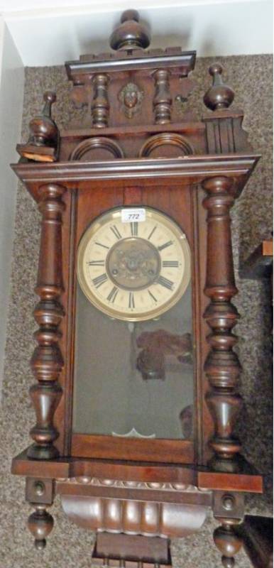 19TH CENTURY WALNUT VIENNA WALL CLOCK