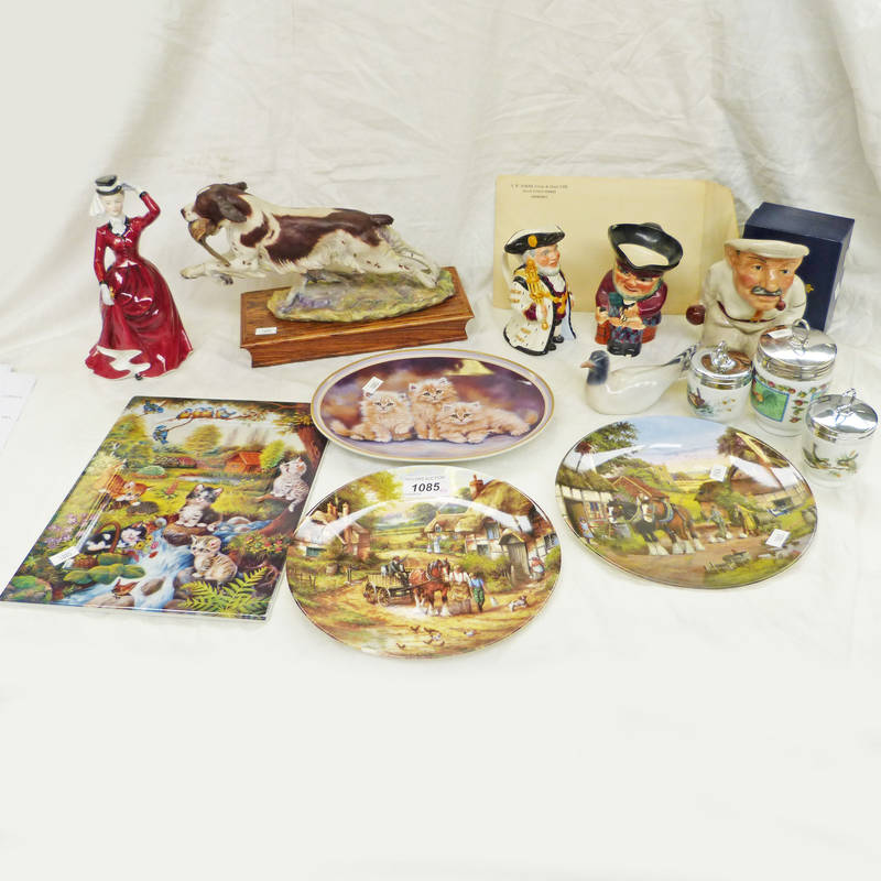 ROYAL DOULTON COLLECTORS PLATES, ROYAL WORCESTER EGG CUPS, STAFFORDSHIRE FIGURE AND TOBY JUGS,