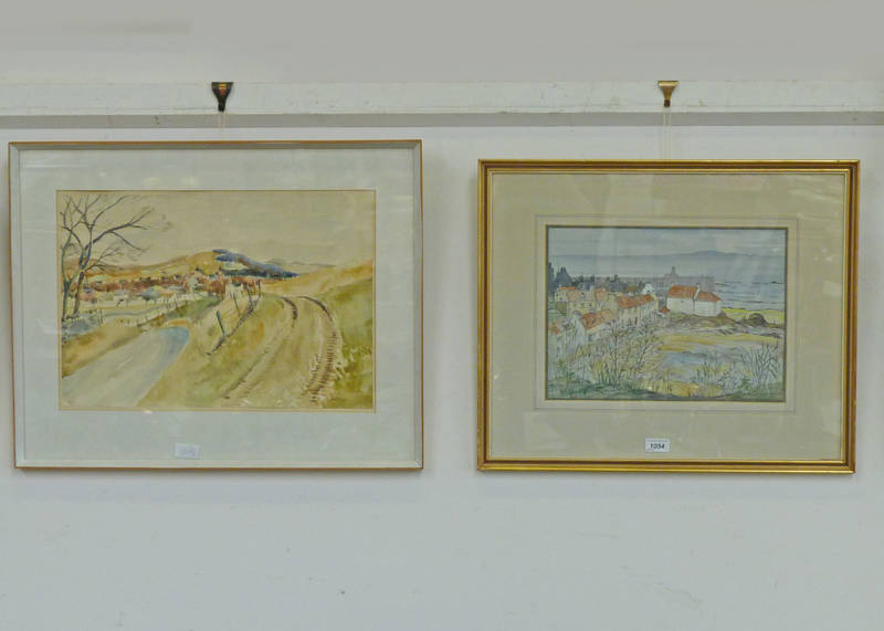 FRANK DODMAN TOWARDS MAY ISLANDS, PITTENWEEM FRAMED WATERCOLOUR AND A MCPHERSON KIRKTON MANOR