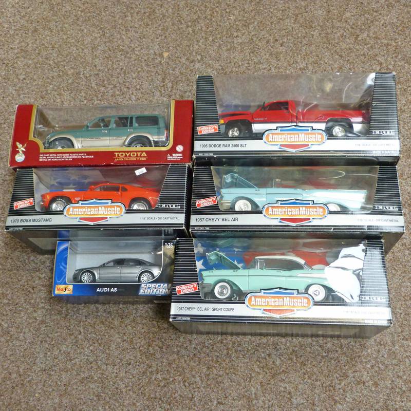 SELECTION OF SIC 1:18 & 1:26 SCALE MODEL CARS FROM ERTL, ROAD LEGENDS INCLUDING 1970 BOSS MUSTANG,