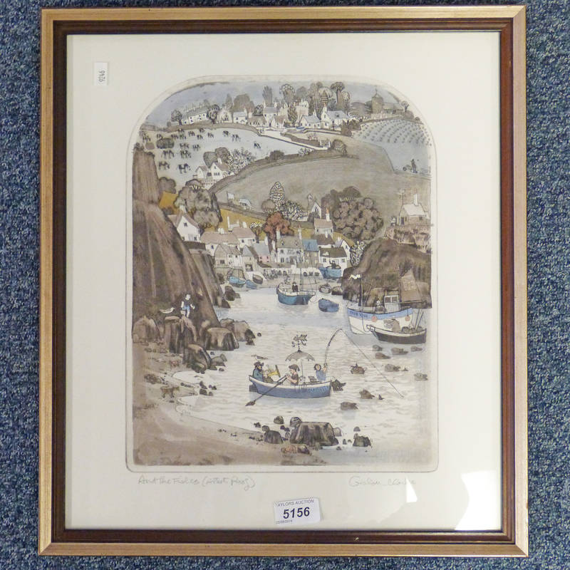 GRAHAM CLARKE THE FISHES SIGNED FRAMED ARTISTS PROOF ETCHING 33 X 26CM
