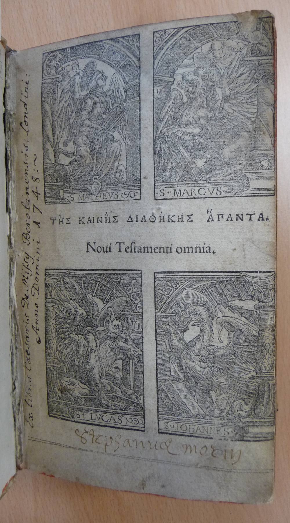 New Testament Noui Testamenti omnia, 1538, Basileae, Thomam Flatterum, octavo, Greek text, - Image 2 of 5
