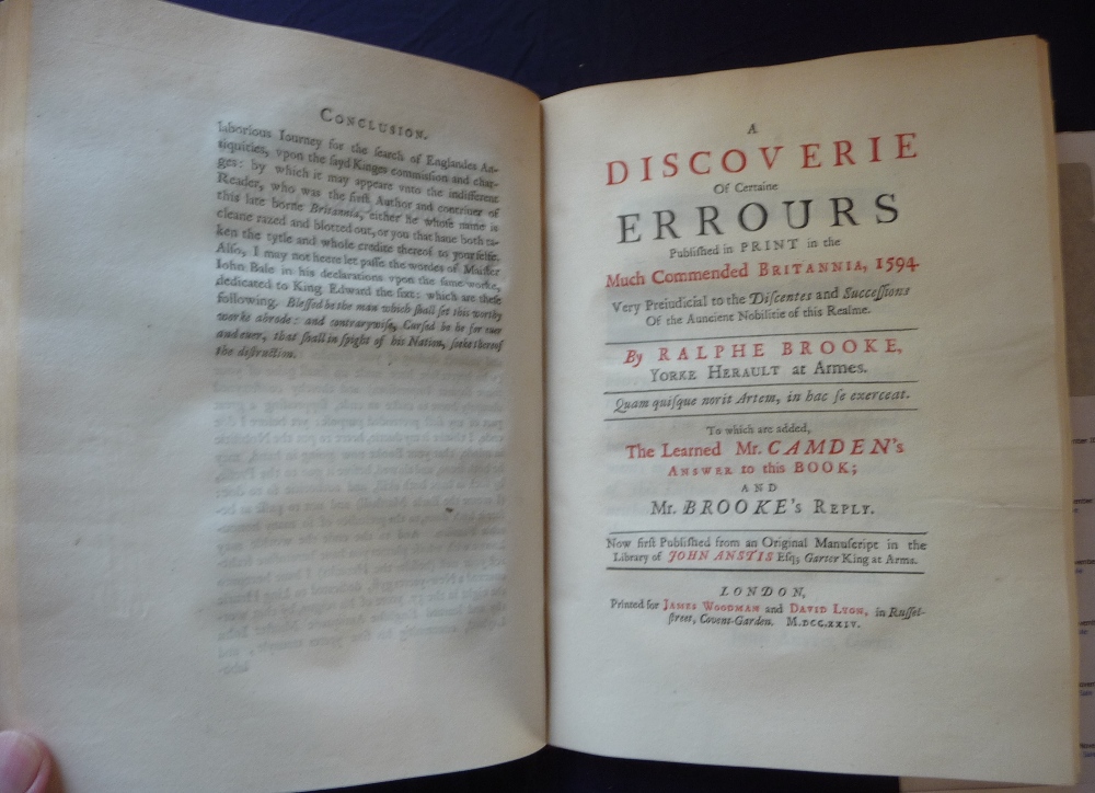 Brooke (Ralphe) A Discouverie of Certaine Errours ..., 1723-4, two volumes in one, three title - Image 5 of 9