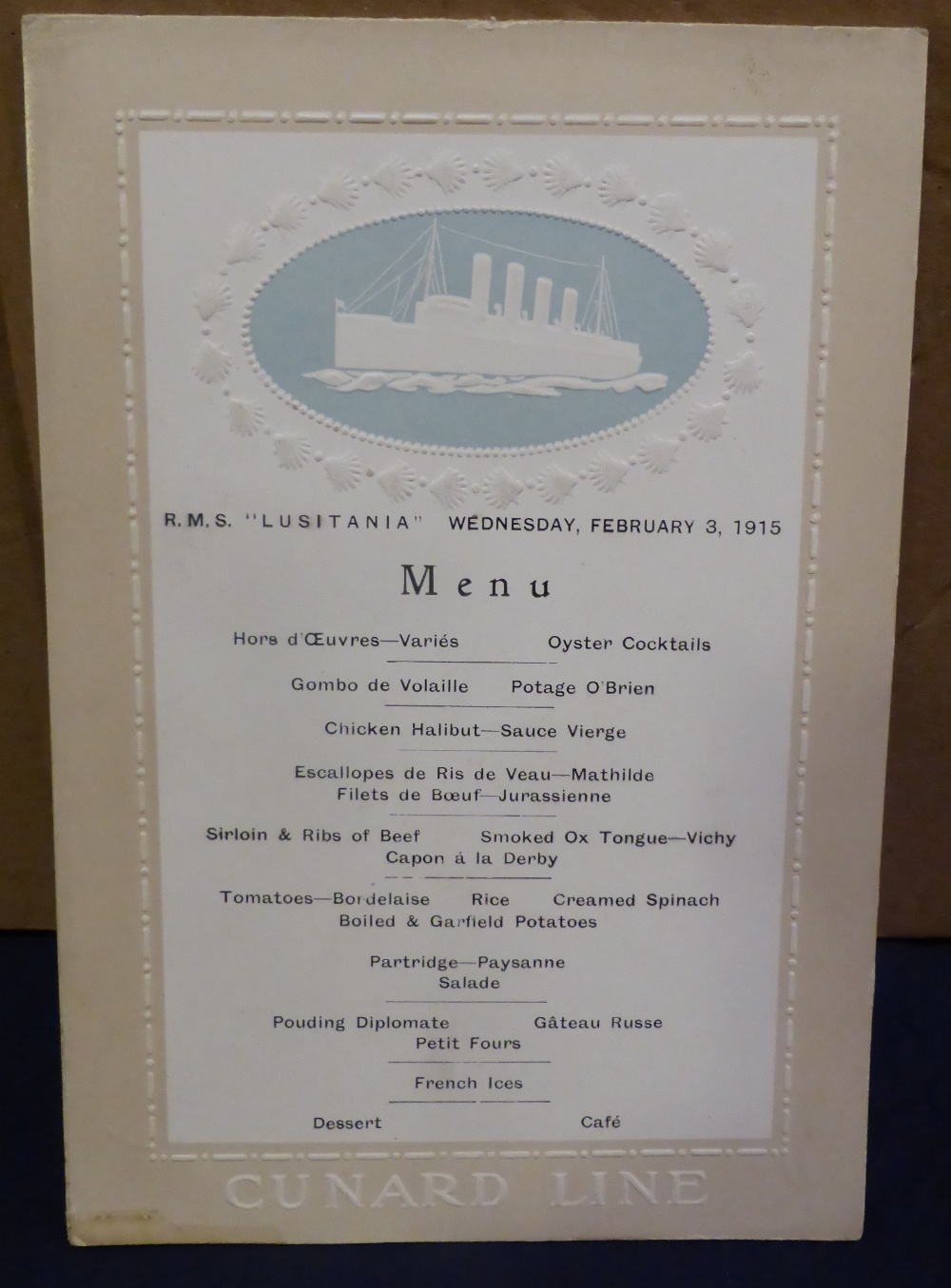 Mixed Ephemera, including an R.M.S. Lusitania 1915 menu and booklet, In Memoriam cards, theatre - Image 2 of 9