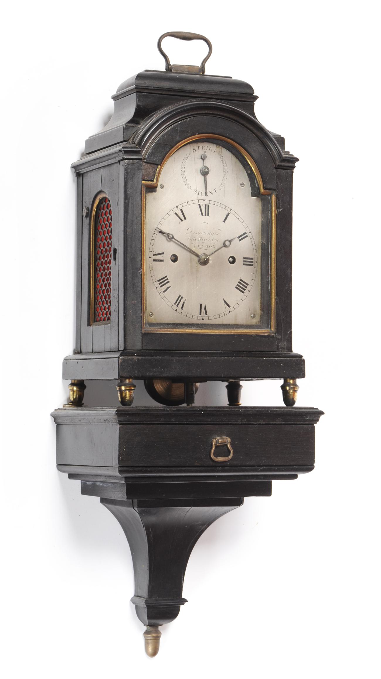 A Rare Miniature Ebony Table Clock, signed Desgranges, late Recordon, London, circa 1800, the ebony