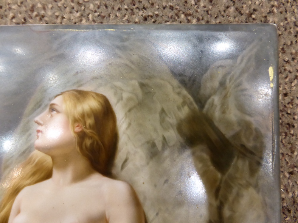 A KPM Berlin Porcelain Plaque, late 19th century, painted with a nude girl sitting amongst rocks, - Image 7 of 11