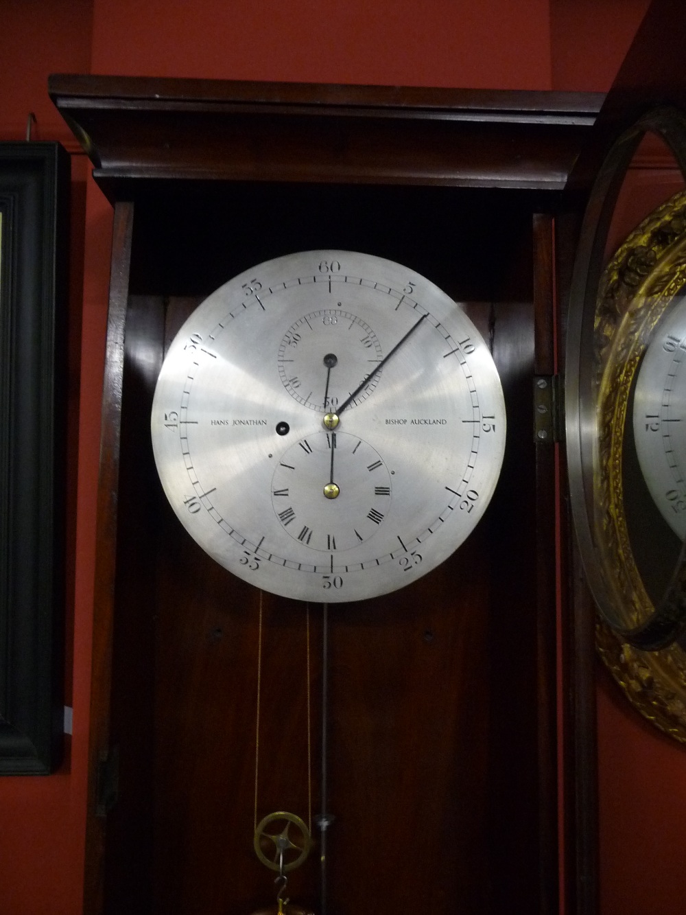 A Mahogany Regulator Wall Timepiece, signed Hans Jonathan, Bishop Auckland, glazed door, 12-inch - Image 9 of 13