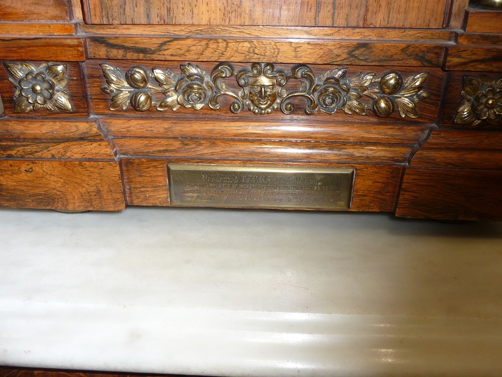 An Oak Chiming Table Clock, retailed by West & Son, Dublin, circa 1890, arched top with acorn - Image 5 of 9