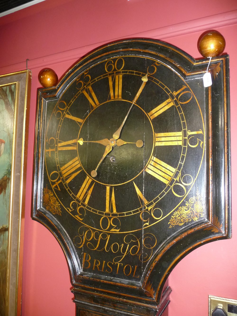 A Rare Chinoiserie Decorated Tavern Timepiece, signed P Lloyd, Bristol, circa 1760, side door - Image 2 of 14
