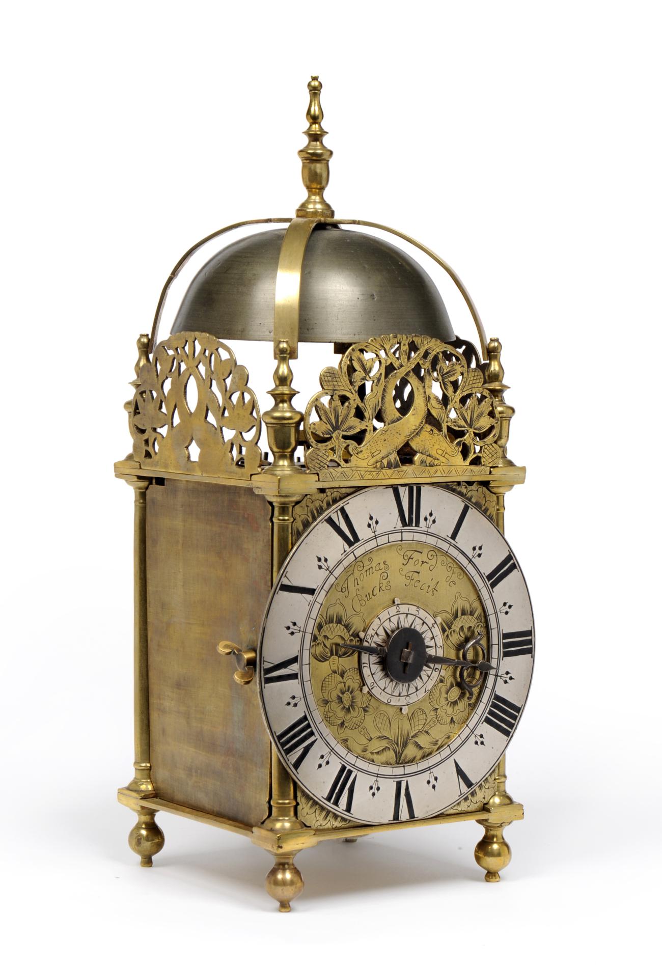 A Fine and Rare Brass Striking Lantern Clock, signed Thomas Ford, Bucks, Fecit, late 17th century,