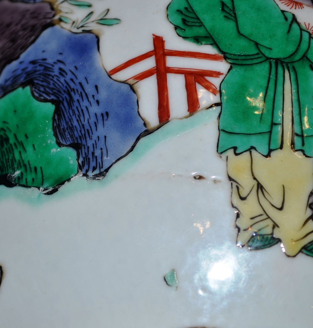 A Chinese Porcelain Bottle Vase, 19th century, painted in famille verte enamels with a dignitary - Image 3 of 9