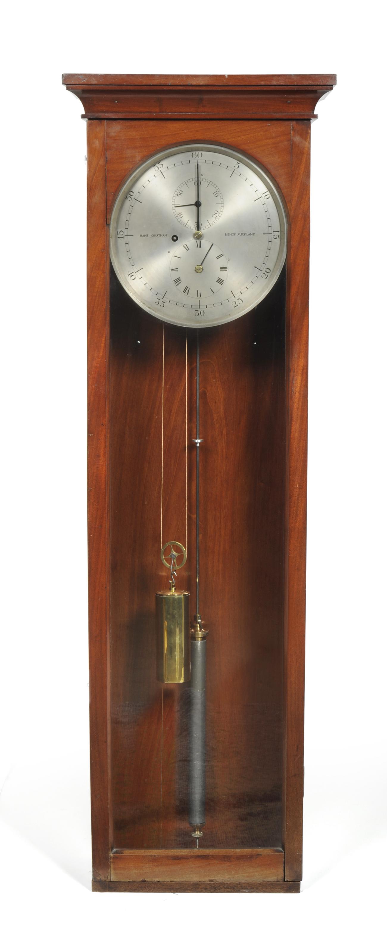 A Mahogany Regulator Wall Timepiece, signed Hans Jonathan, Bishop Auckland, glazed door, 12-inch