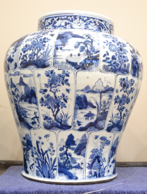 A Chinese Porcelain Baluster Jar, Kangxi period, painted in underglaze blue with flowering trees - Image 11 of 12