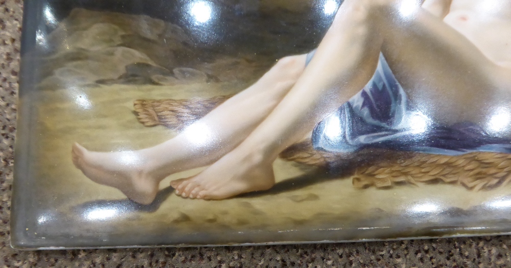 A KPM Berlin Porcelain Plaque, late 19th century, painted with a nude girl sitting amongst rocks, - Image 8 of 11