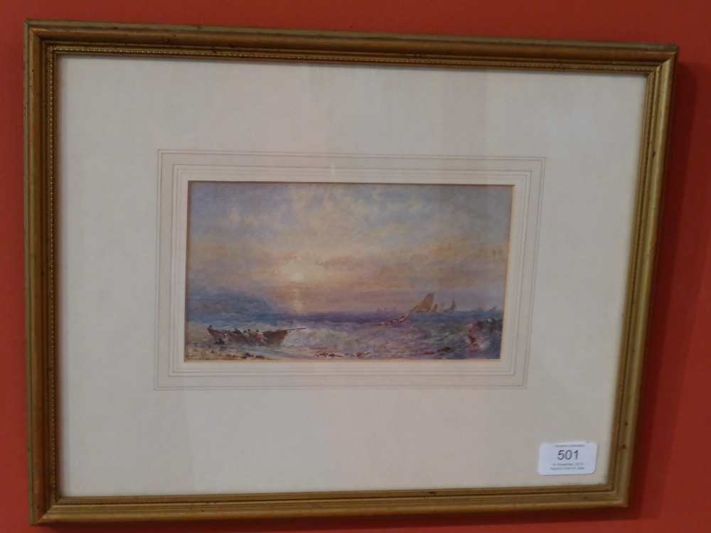 George Weatherill (1810-1890)  ``Seascape at Sunset`` Signed and indistinctly dated, watercolour, - Image 2 of 4