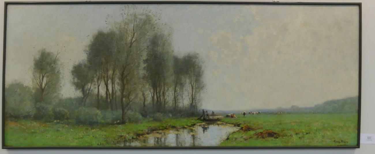 Cornelis Kuypers (1864-1932) Dutch  A summer landscape with cattle grazing Signed, oil on canvas,