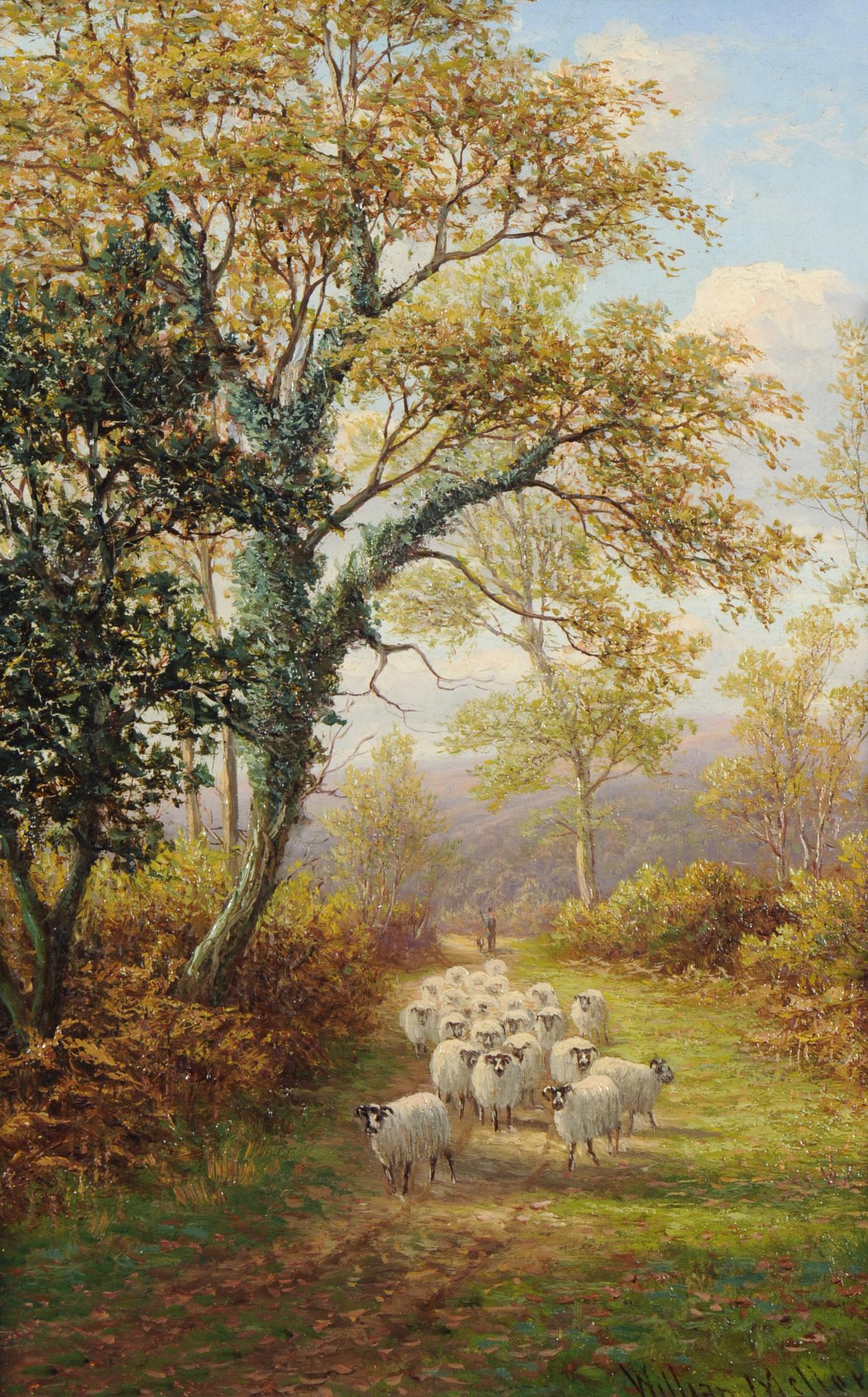 William Mellor (1851-1931)  ``A Lane near Ripley, Yorkshire`` Signed, oil on canvas, 29cm by 18.5cm