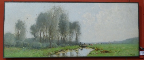 Cornelis Kuypers (1864-1932) Dutch  A summer landscape with cattle grazing Signed, oil on canvas, - Image 2 of 6