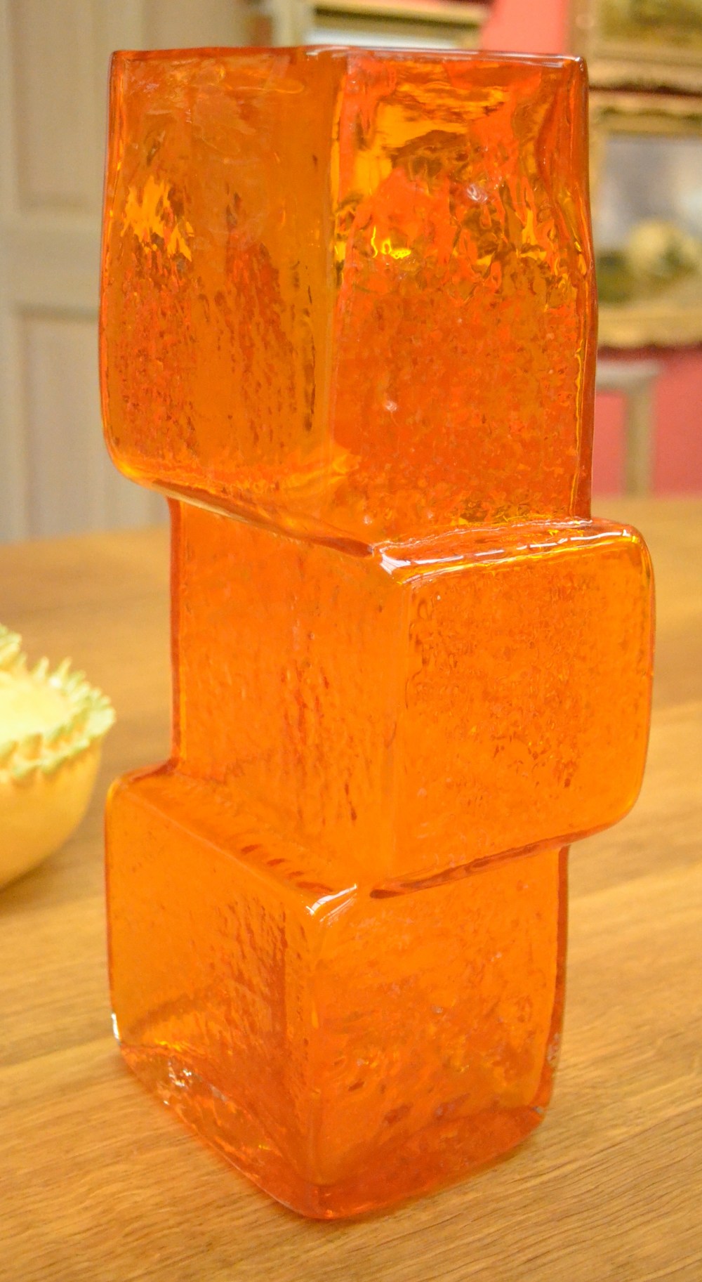 A Large Whitefriars Textured Drunken Bricklayer Vase, designed by Geoffrey Baxter, in orange, pat. - Image 4 of 10