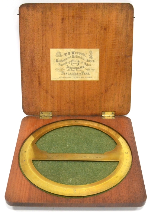 T B Winter (Newcastle-on-Tyne) 360 Degree Brass Protractor 10``, 25cm diameter, in original