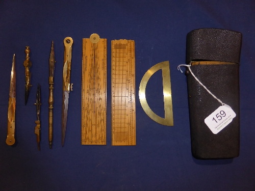 L Bleuler (London) 19th Century Draughtsman`s Set  with dividers, protractor and pens (in brass) - Image 2 of 2
