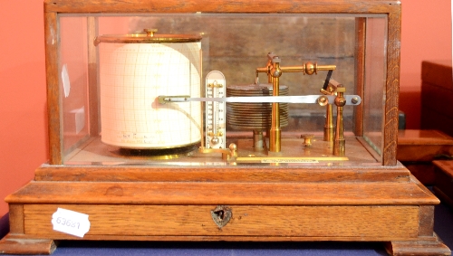 Thomas Armstrong & Brother (Manchester) Barograph No. 1588 with 16 thin vacuum sections, clockwork