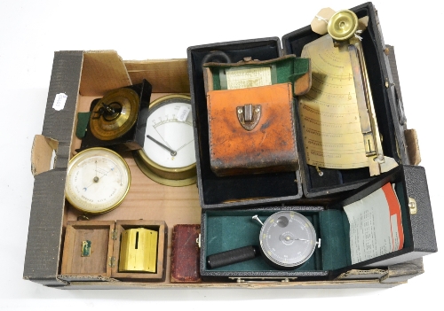 Mixed Instruments, including a Chapman & Hunter brass Pitchometer, cased, a John Christie brass