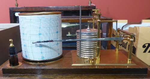 Short & Mason Barograph No. K 5964with 10 vacuum sections, clockwork mechanism and spare graph - Image 3 of 3