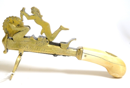 A Copy of a Russian Eprouvette, in brass and of erotic form, bearing the Tula Arsenal 1771 mark,
