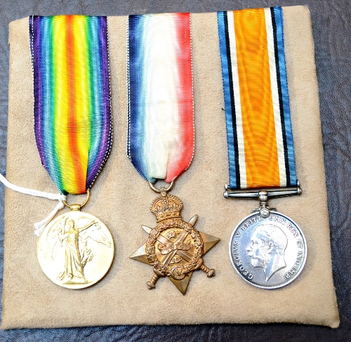 A First World War Mons Trio, awarded to 34197 GNR.(later A.B.Q.M.SJT.) R.FINLAYSON. R.F.A.,