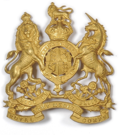 An Officer`s Gilt Brass Helmet Plate to the Royal Army Medical Corps, with King`s crown