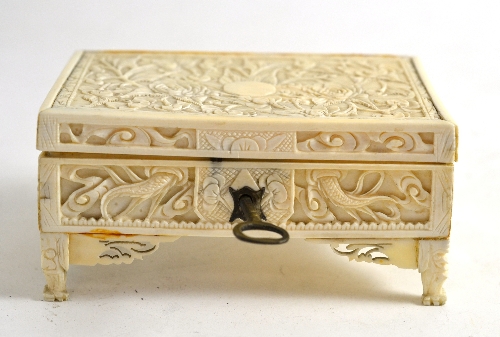 A circa 1840`s ivory box, calendar holder etc