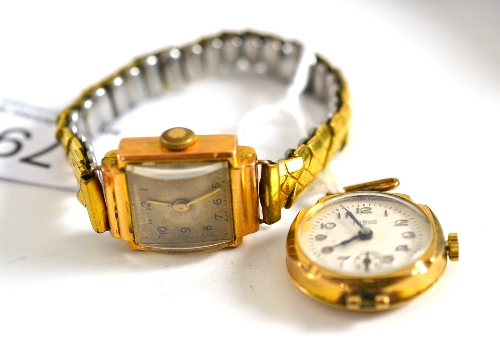 Two lady`s wristwatches, cased stamped `18K` and `375`