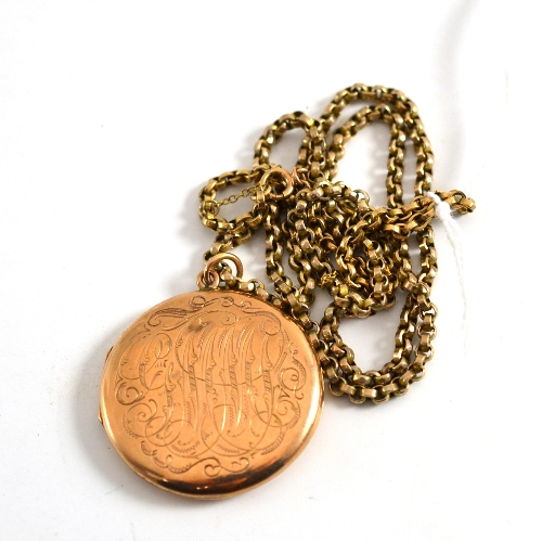 A round locket on chain