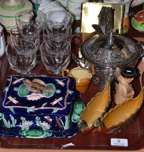 Maling plates, Japanese teawares, brassware etc