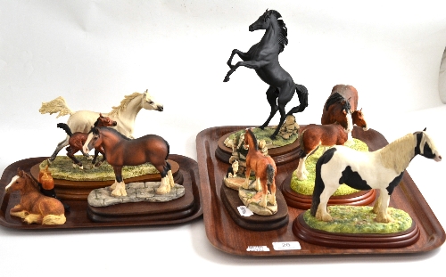 Two trays of Border Fine Arts horses including `Arab Mare and Foal`, model No. L136, limited
