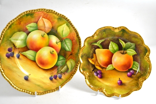 A Coalport fruit painted plate by J Mottram, and another by B Ingham (2)