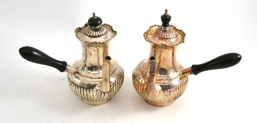 A pair of Victorian silver cafe au lait pots, Mappin Brothers, Sheffield 1897