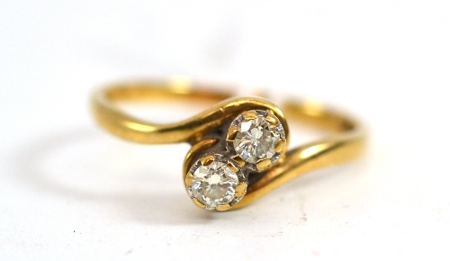 A 9ct gold diamond two stone ring