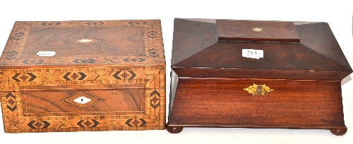 A Victorian mahogany workbox and a walnut workbox